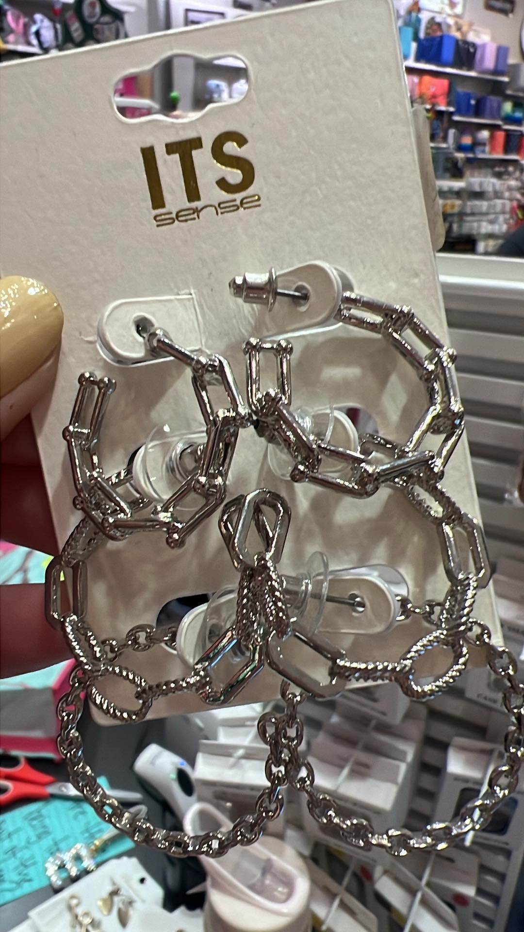 3 Chain Hoop Earring Set Silver