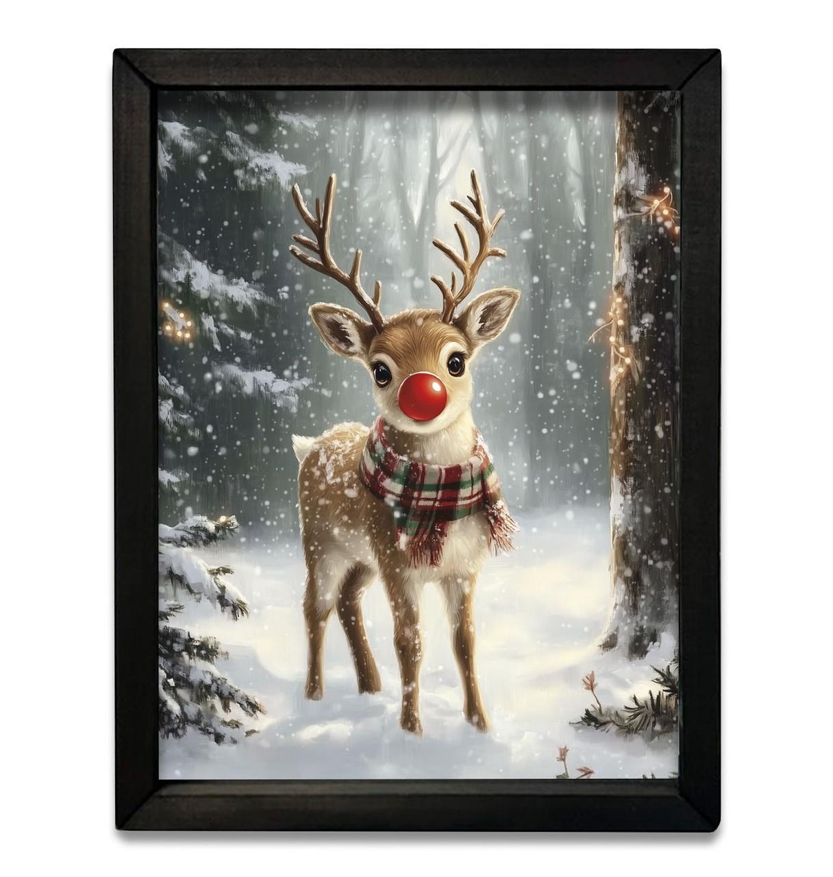 Red Nosed Reindeer 12x16 Box Frame