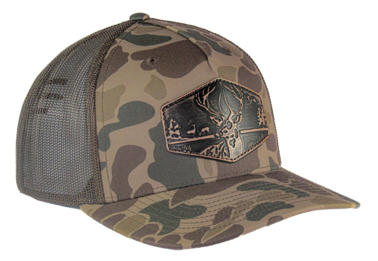 5 Panel Old School Brown Camo Buck Hat