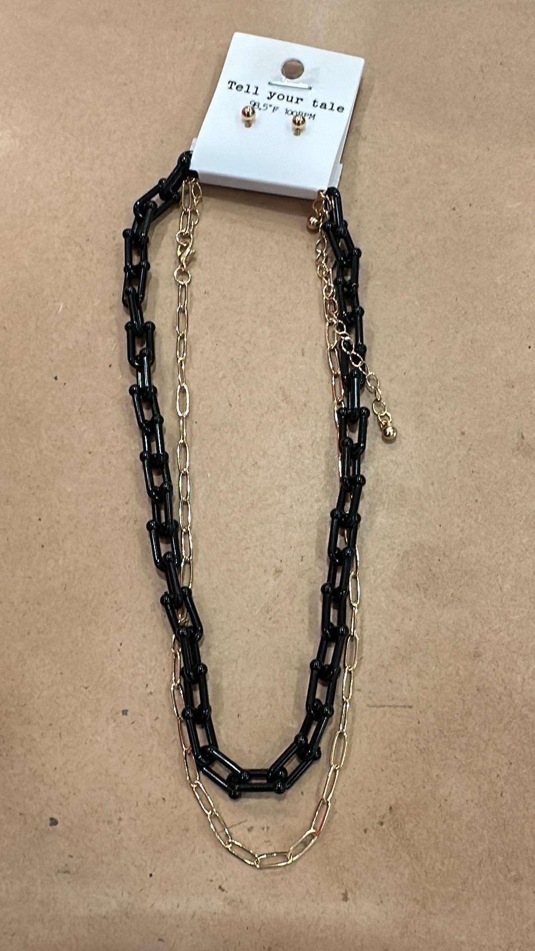 Black & Gold Chain Necklace