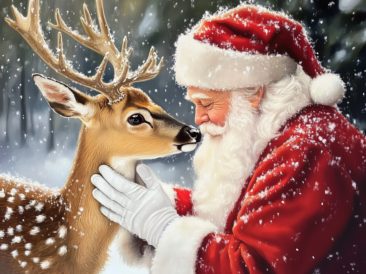 Santa and Deer 12x16 Box Frame