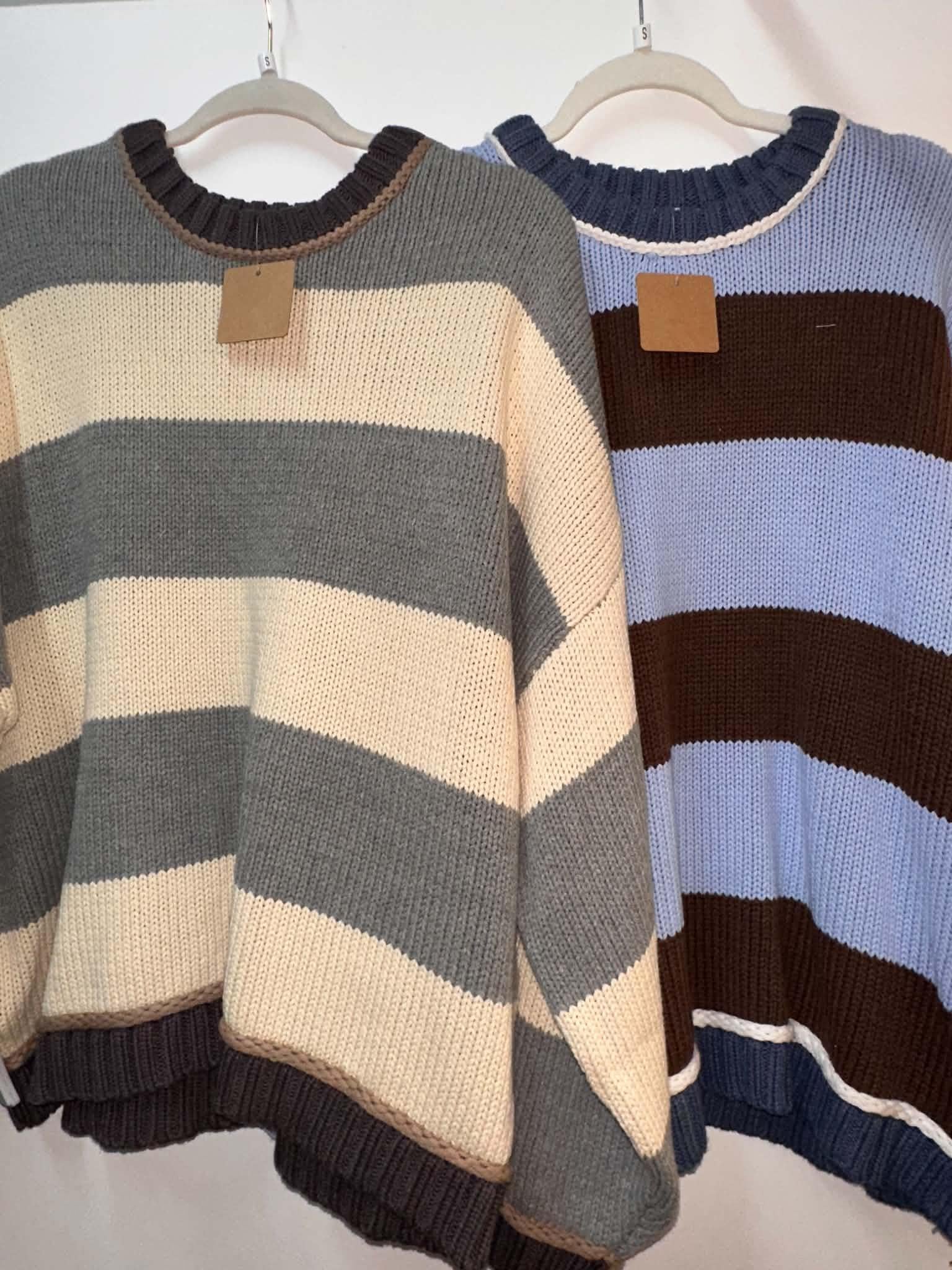 Oversized Stripe Crew Neck Sweater