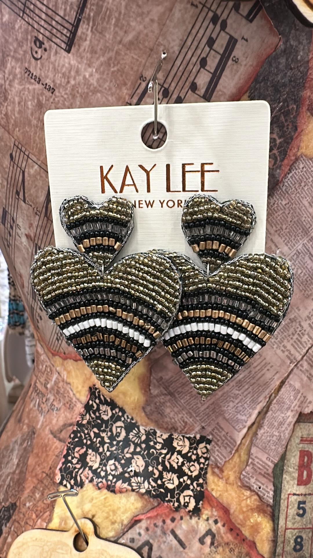Black Multi Heart Beaded Earrings