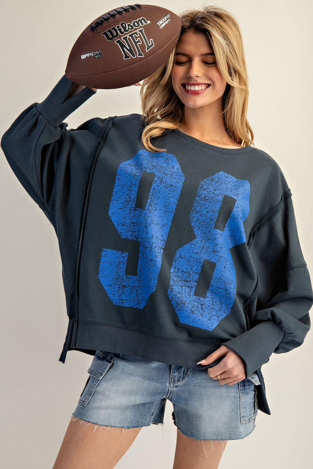 Faded Varsity Pullover Top