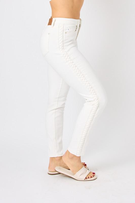 Judy Blue White Braided Jeans