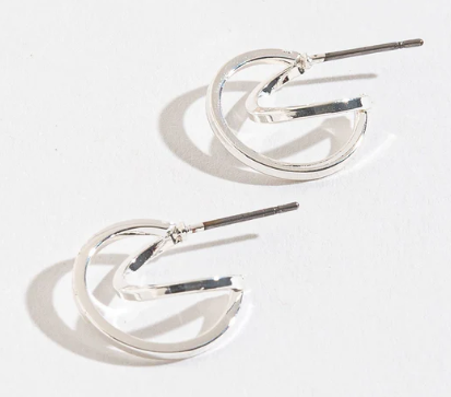 Double Hoop Silver Earrings