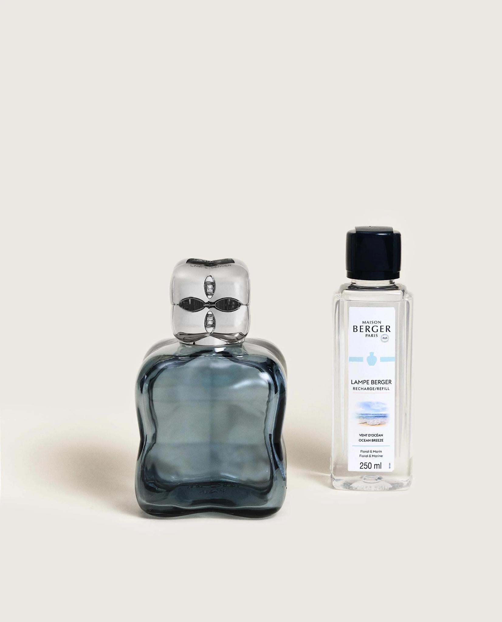 Cozy Steel Blue Fragrance Lamp Gift Set with Ocean Breeze