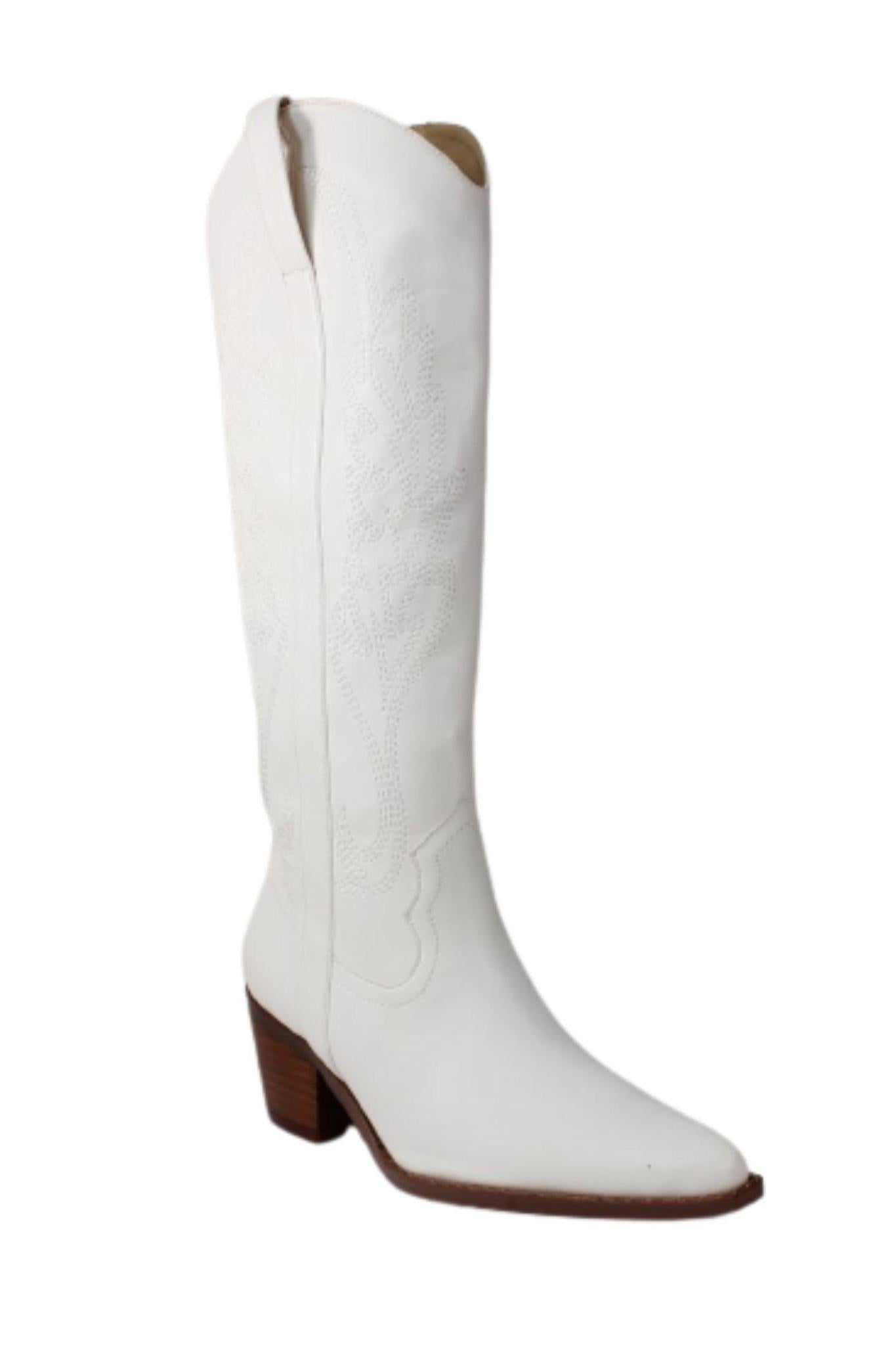 White Leather Tall Boot