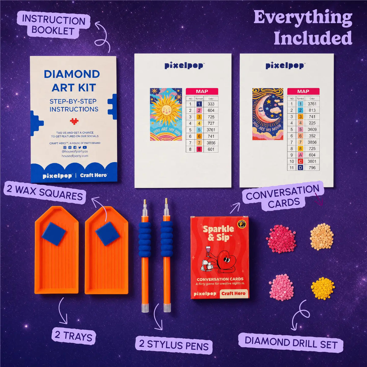 Craft Hero Pixelpop™ - Cosmic Crush - Date Night Diamond Art Kit
