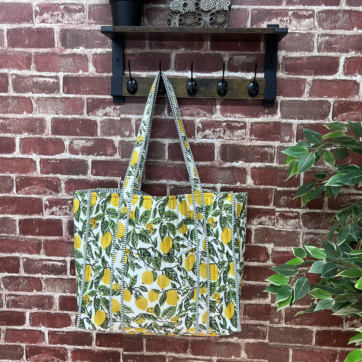 Lemon Groves Woven Tote Bag