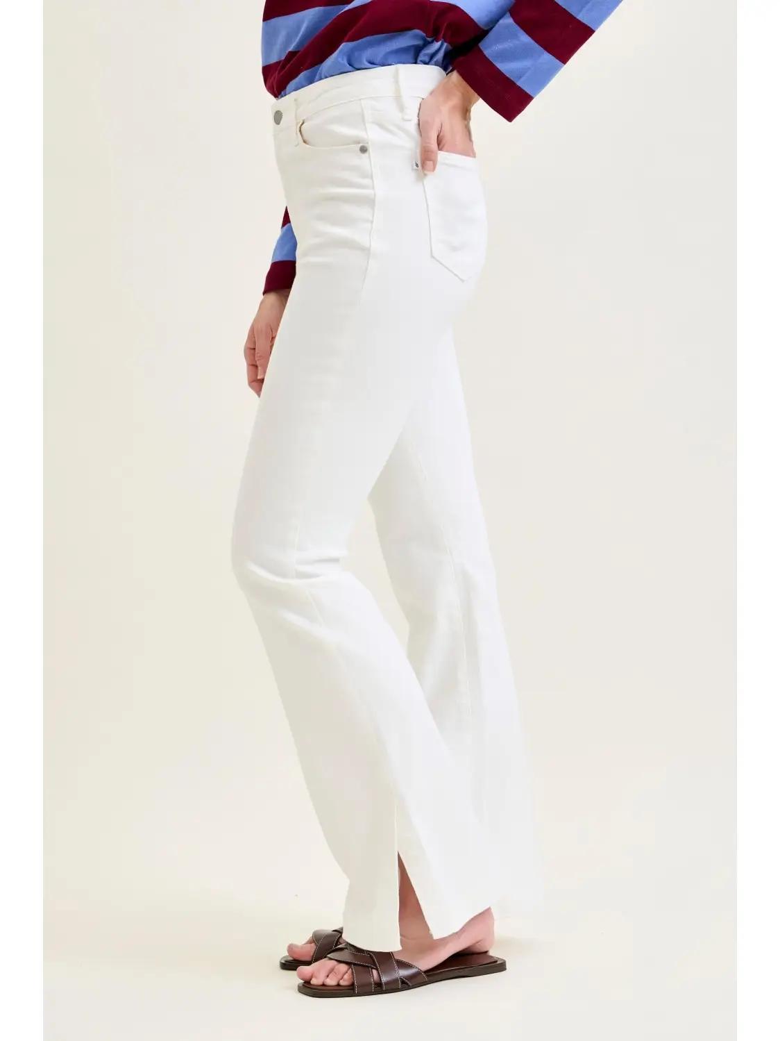 Judy Blue White HW Side Slit Slim Bootcut Jean