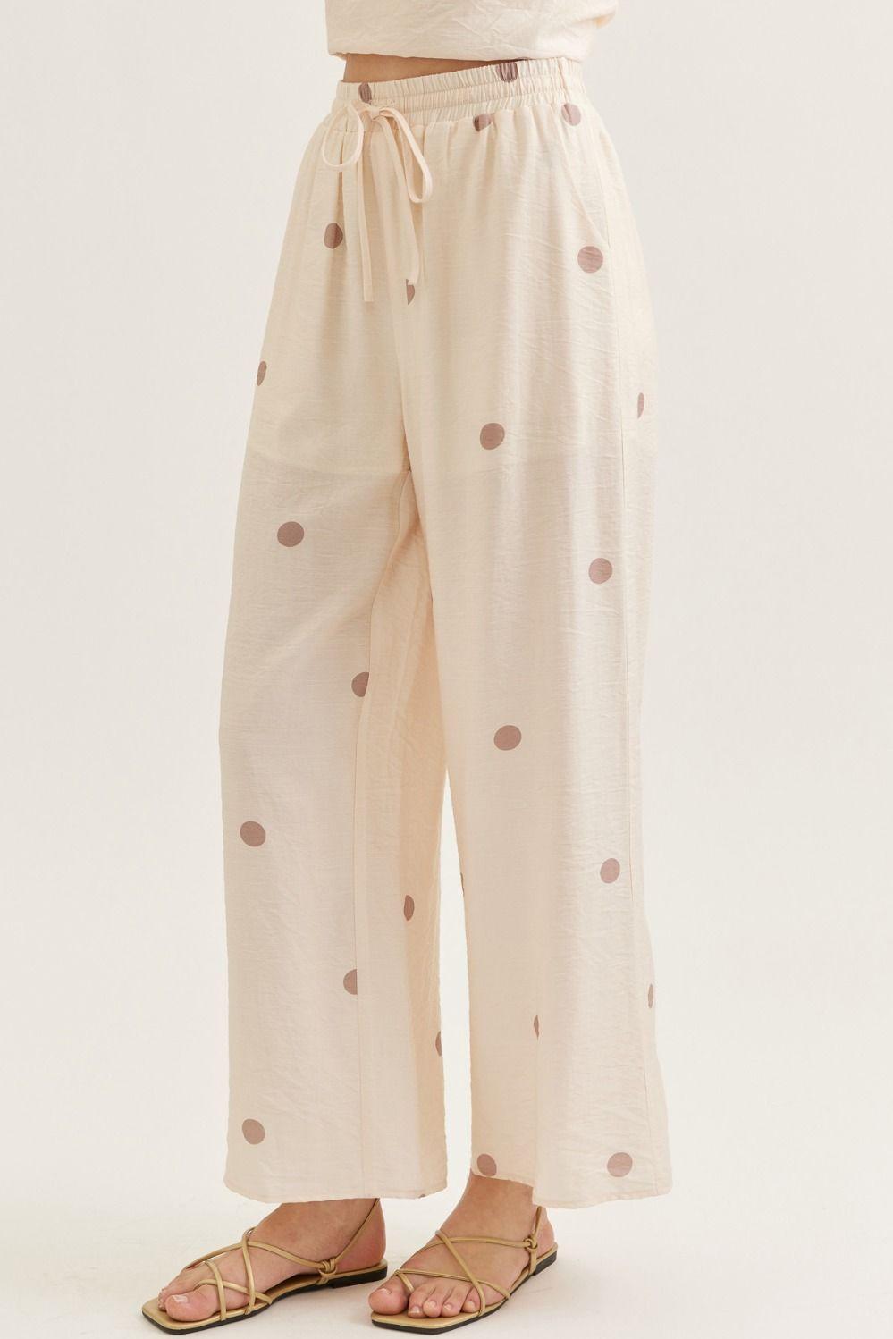 Ecru Polka-Dot Linen Set