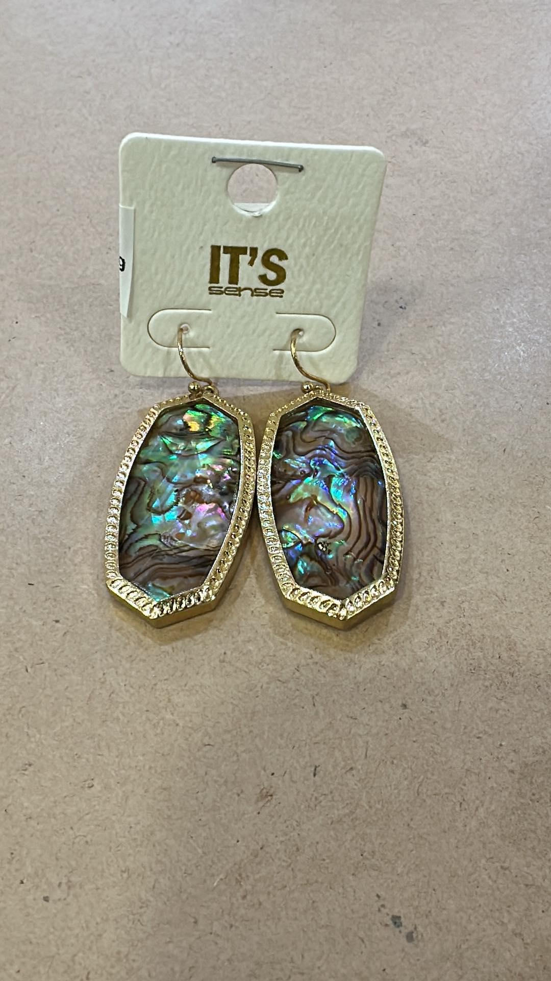 Abalone Gold Trim Earrings