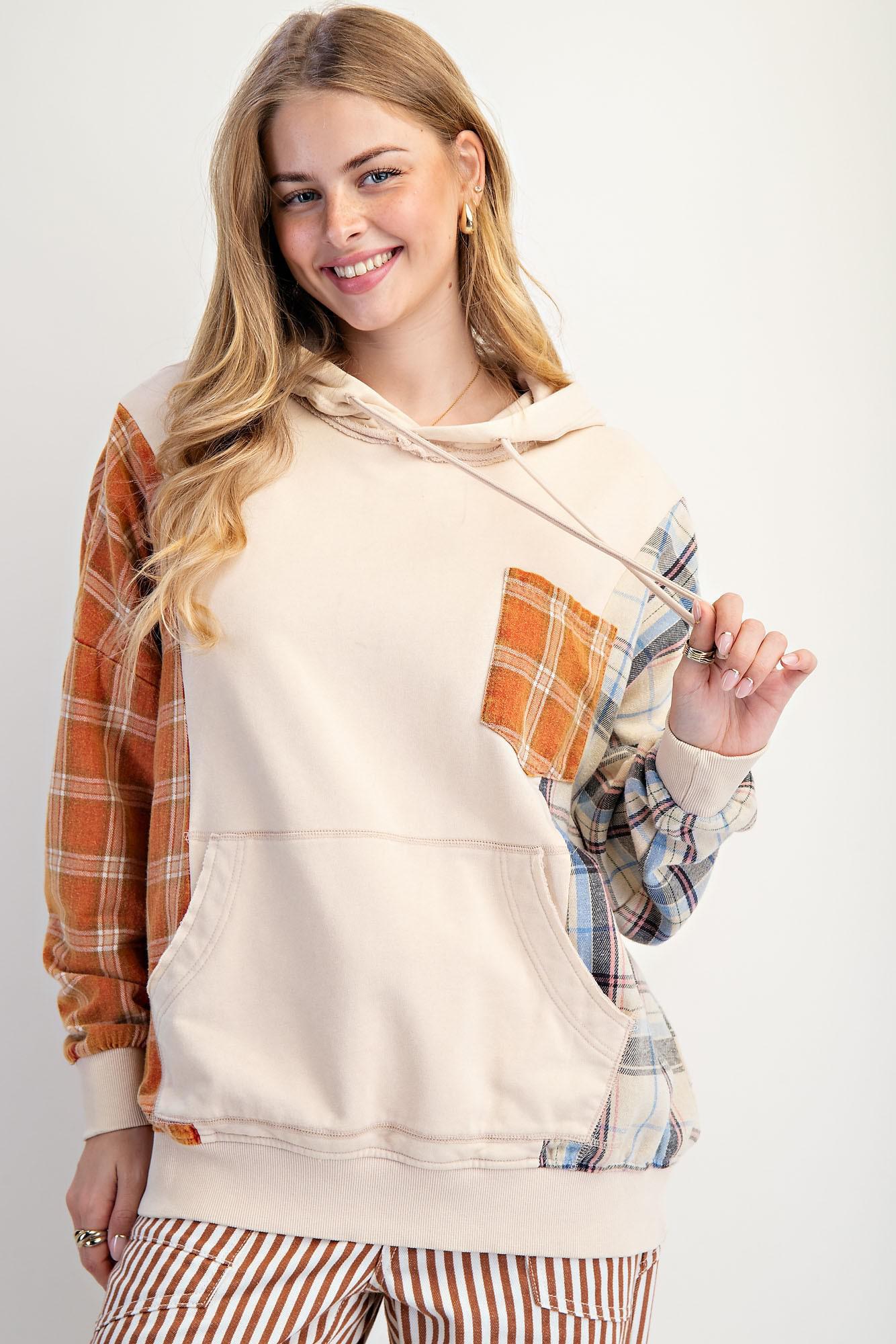 Plaid Mix Mineral Wash Sweatshirt
