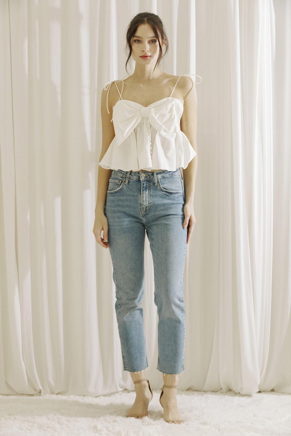 Monochromatic Bow Baby Doll Top