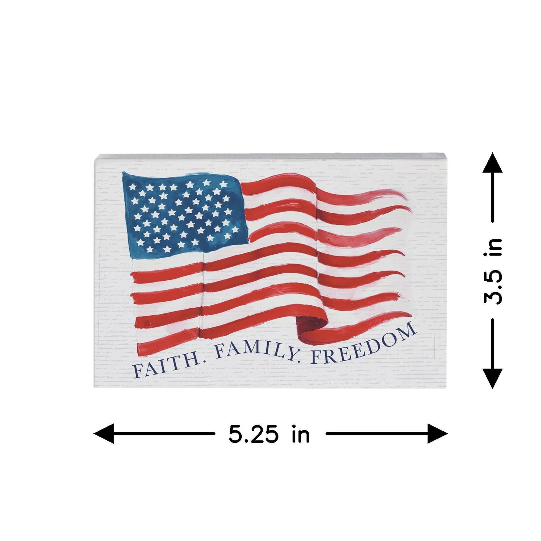 Family Faith Freedom Block Sign