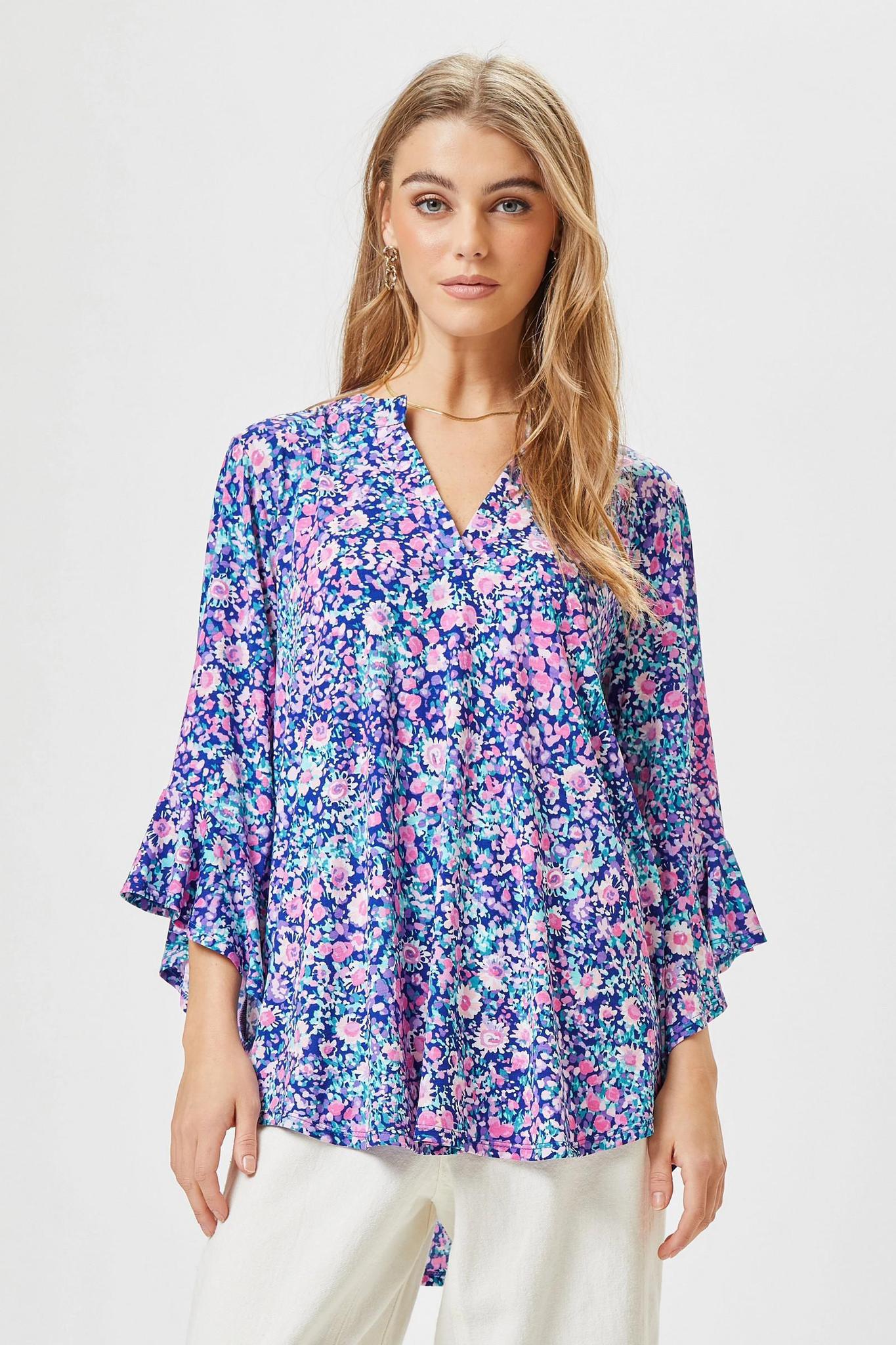 Navy Lizzy Floral Top