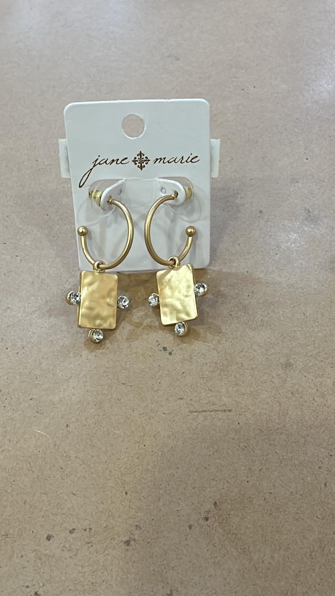 Crystal Gold Square Earrings