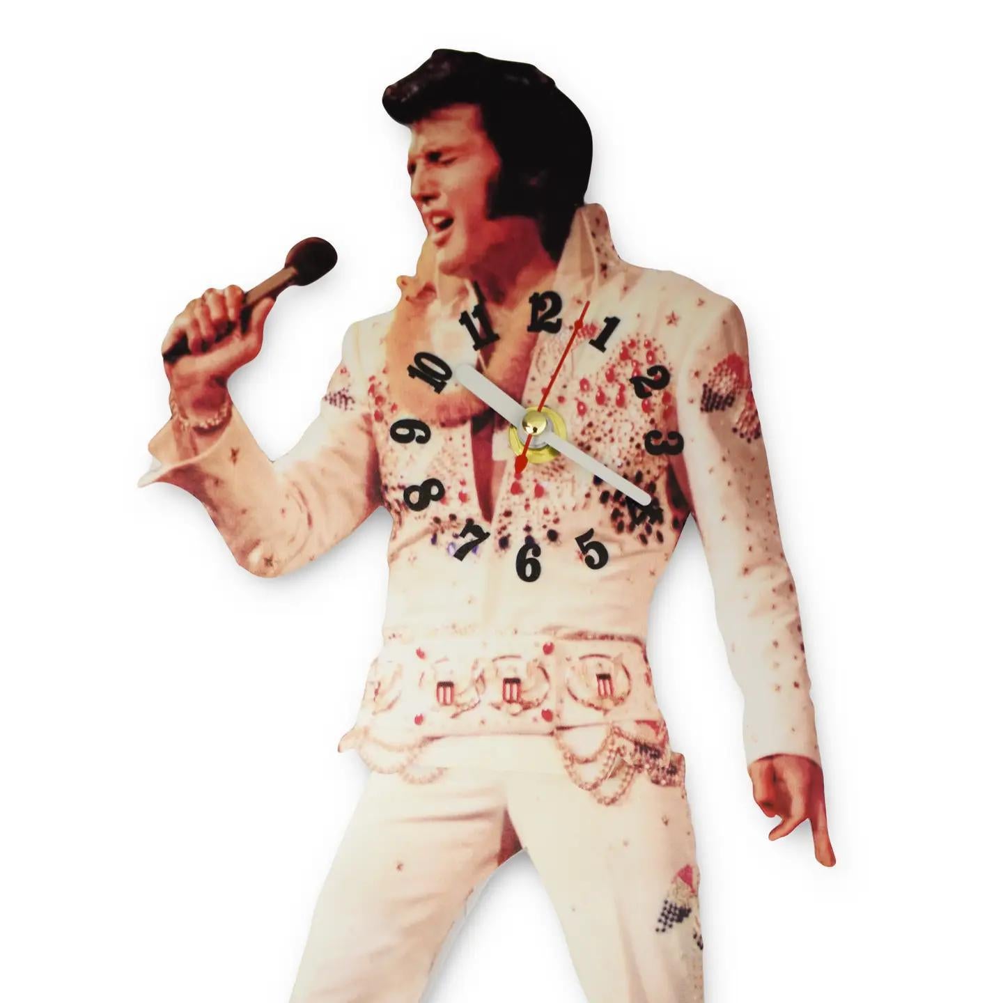 Elvis Wall Clock - White Jumpsuit Swinging Legs