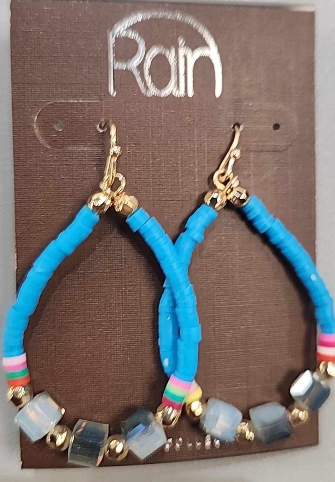 Blue Bead Teardrop Earrings