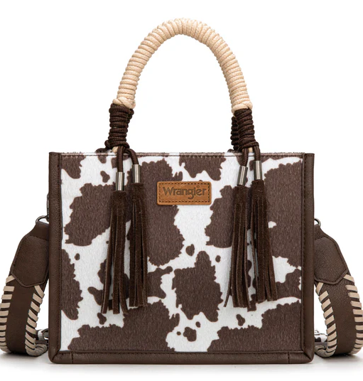 Wrangler Cow Print Tote/Crossbody - Coffee