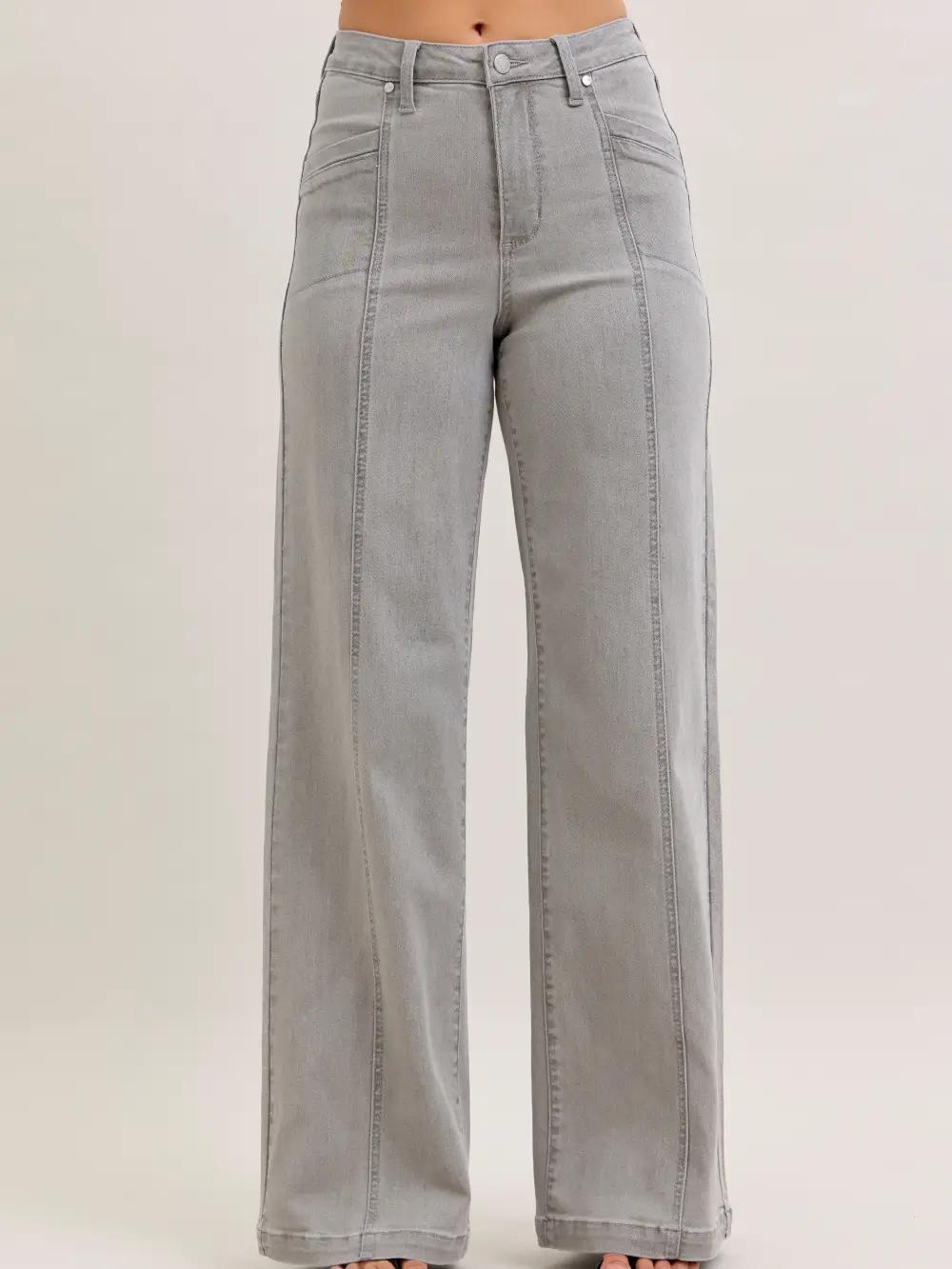 Judy Blue Grey HW Retro Wide Jeans