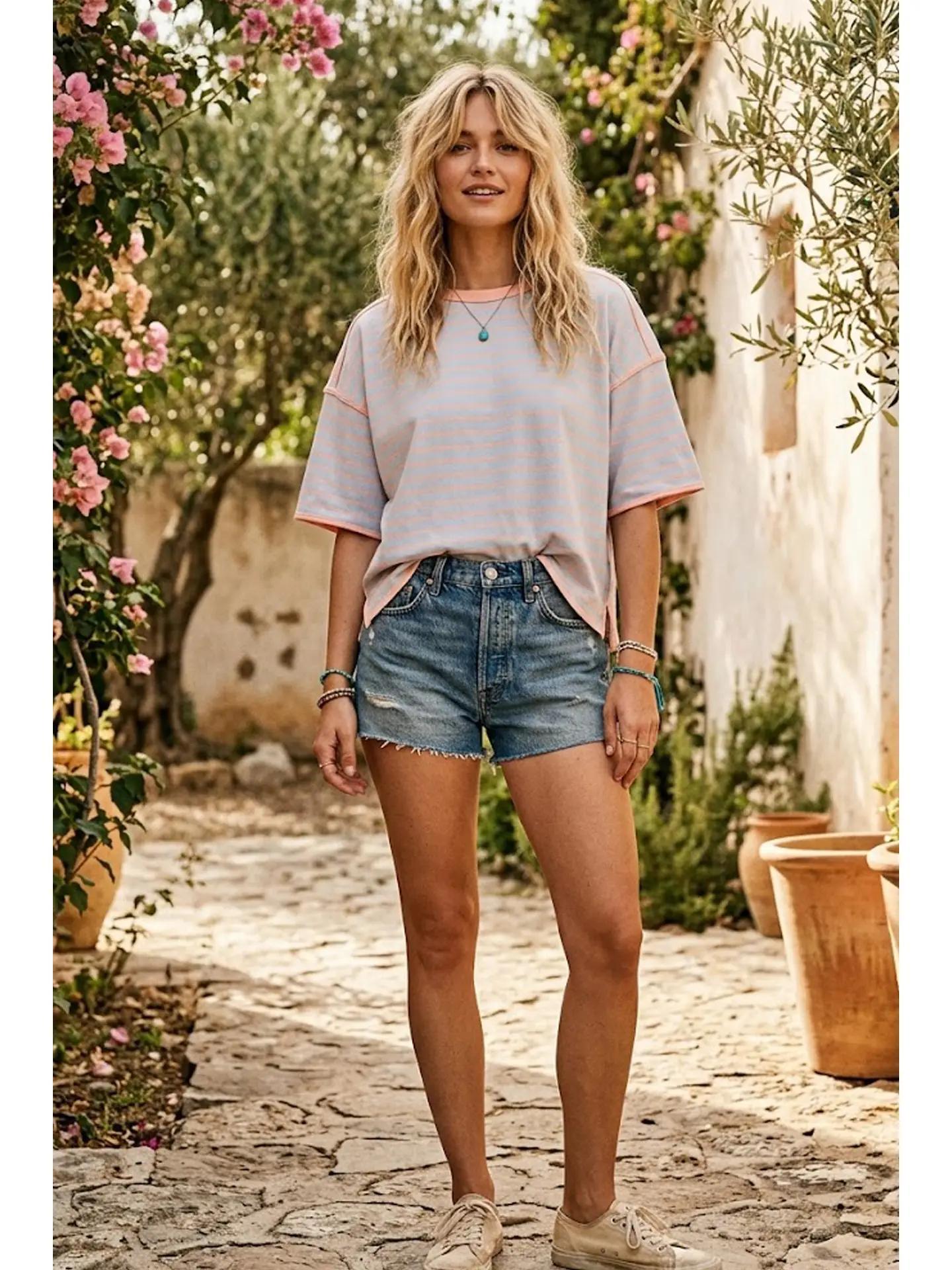 Striped Relaxed Fit Knit Tee