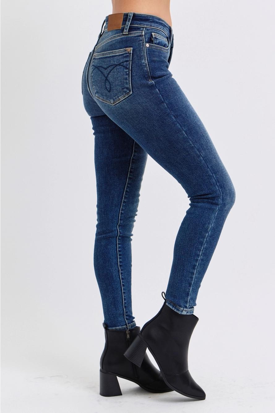 Judy Blue Dark MR Thermal Skinny Jeans