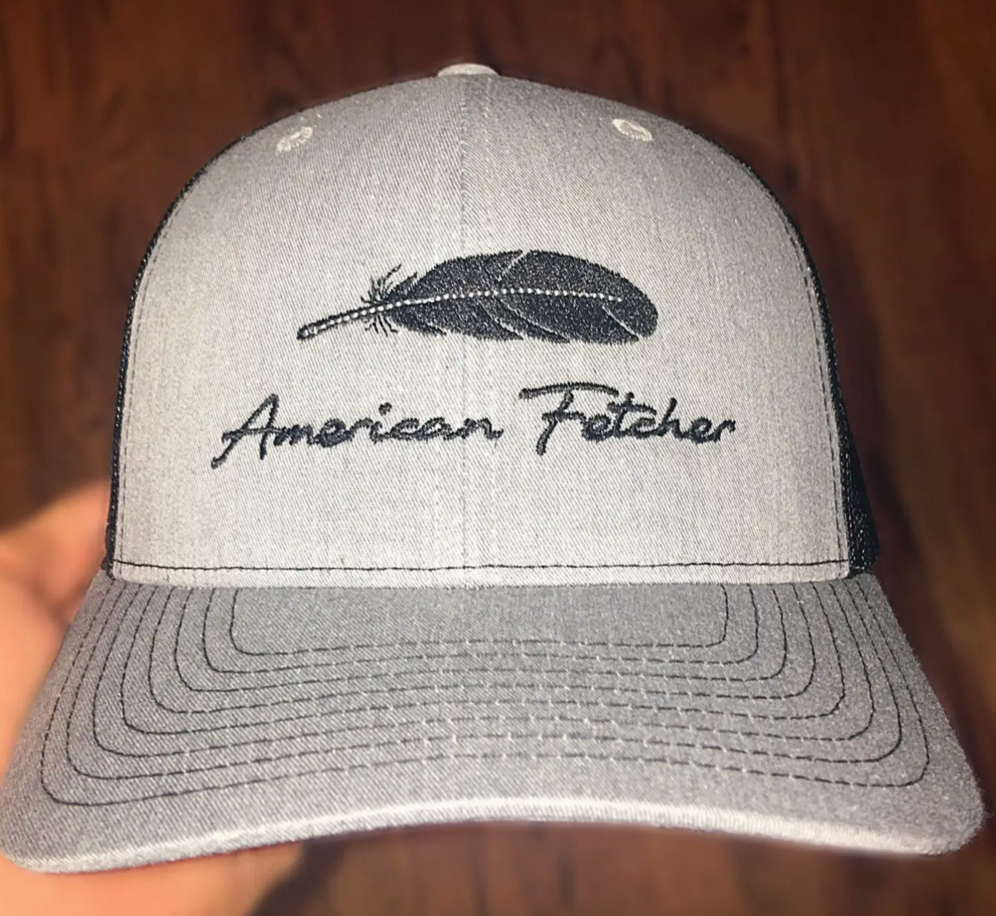 Heather Grey/Black Feather Hat