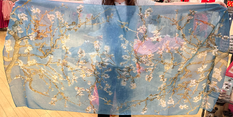 Almond Blossoms Silky Feel Thin Scarf - Teal