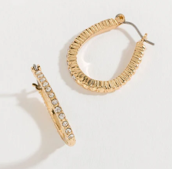 Gold Cry Stone Hoop Earrings