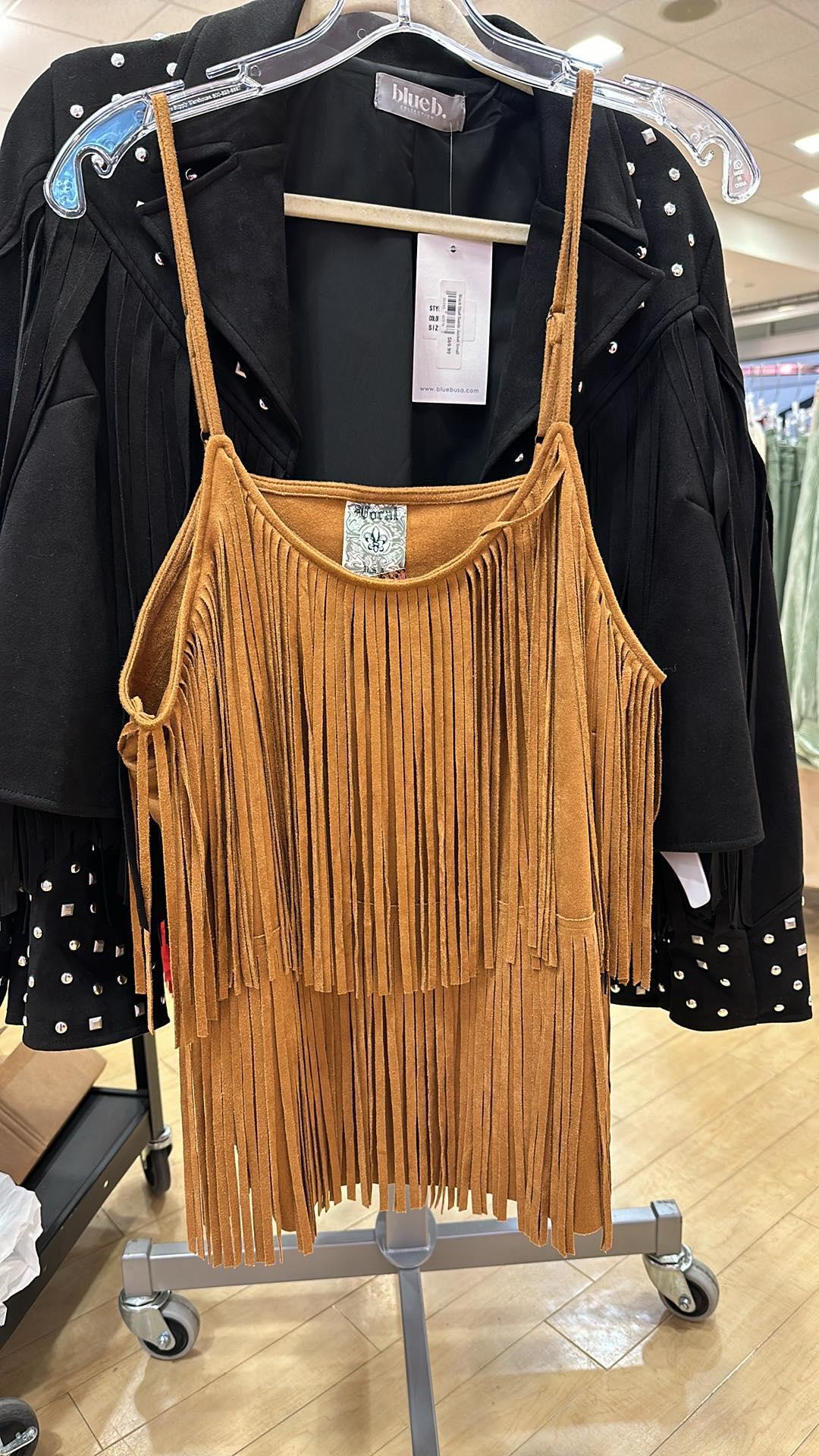 Suede Fringe Cami Top