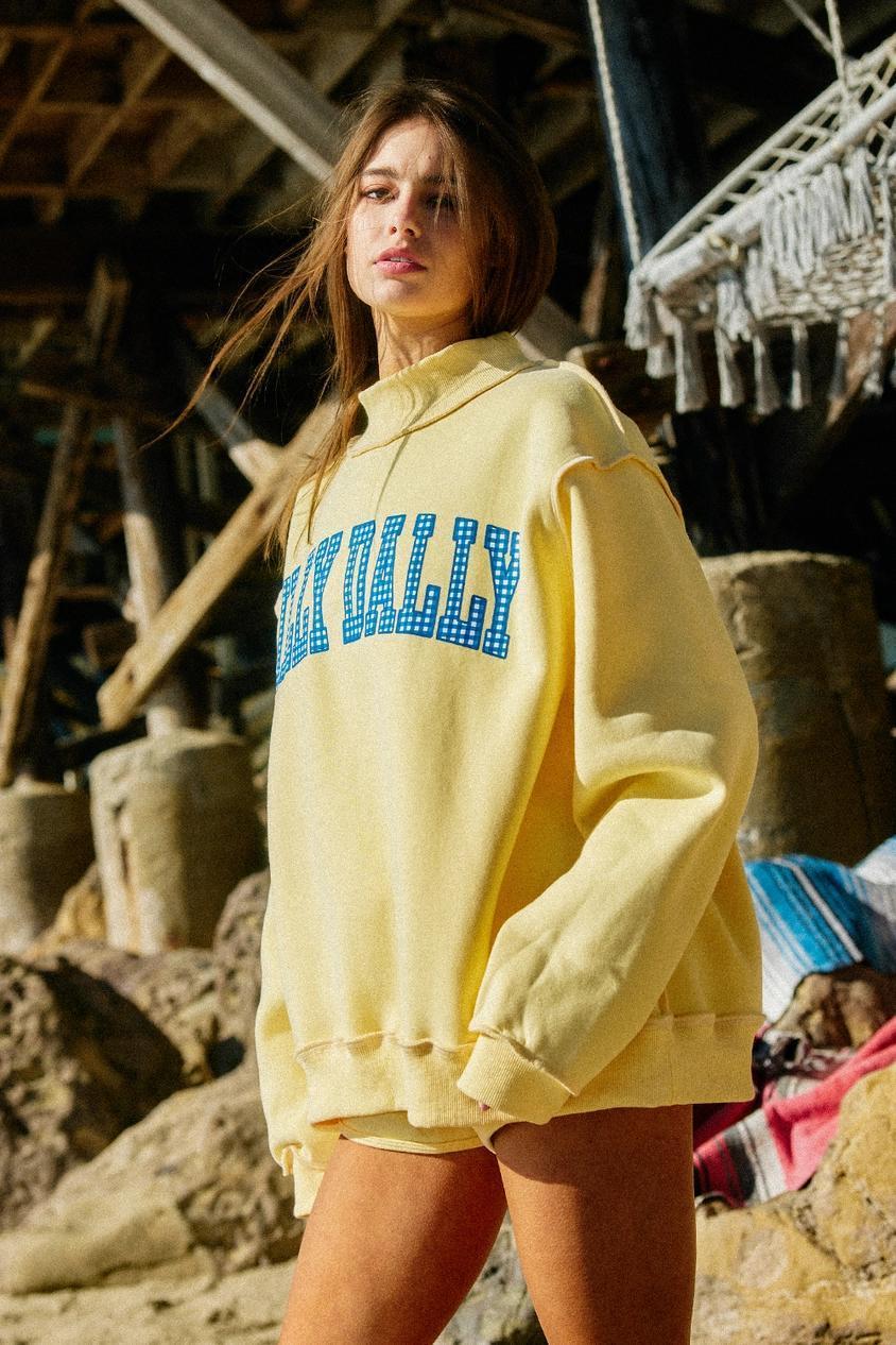 "Dilly Dally & Lolly Gag" Reversible Mock Neck Sweatshirt