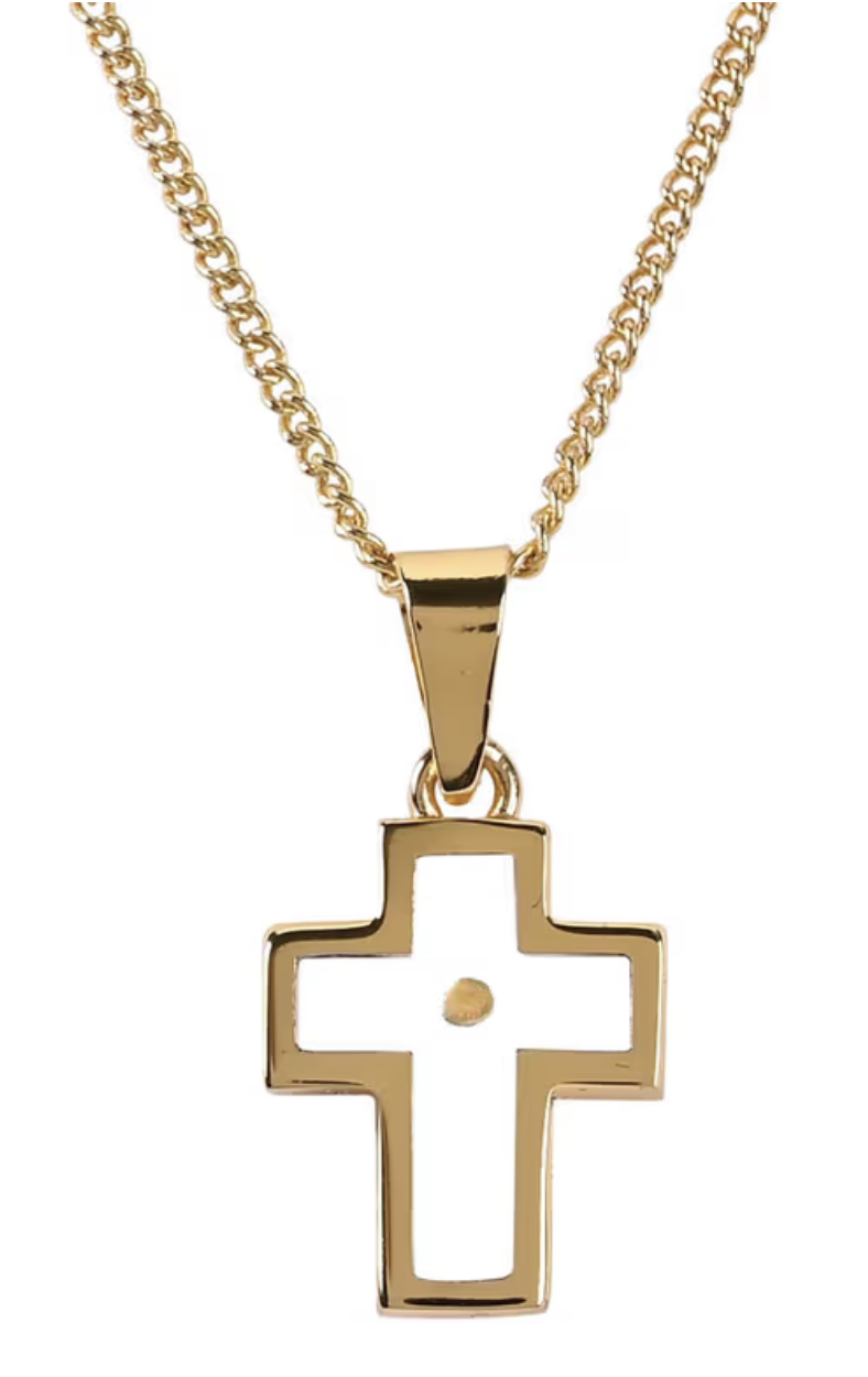 Necklace Mustard Seed Petal Cross Gold