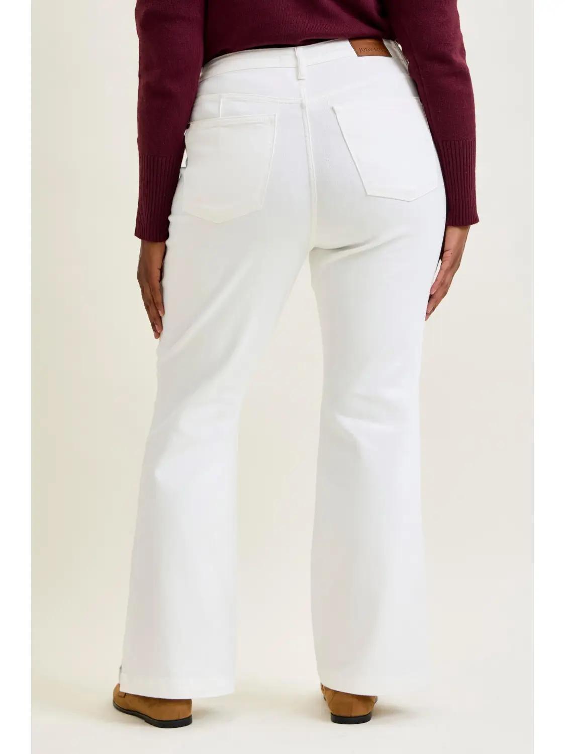Judy Blue White HW Side Slit Slim Bootcut Jean