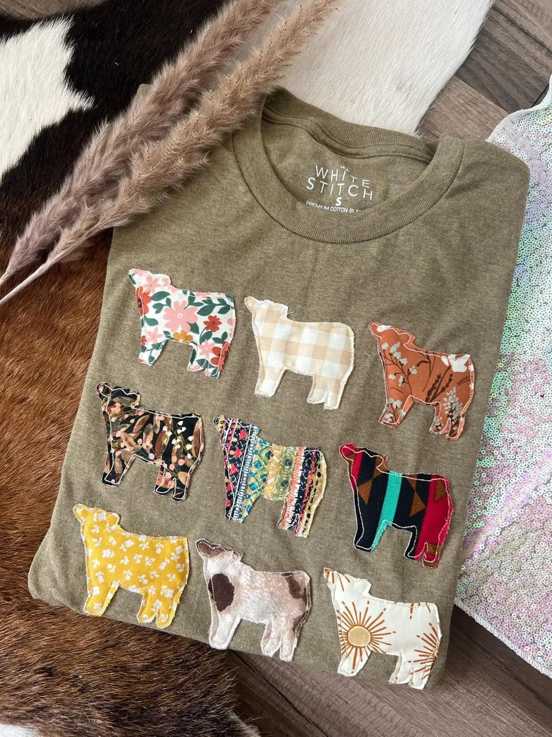 Cows On Repeat | Olive Tee