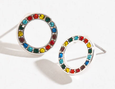 Rainbow Open Circle Earrings