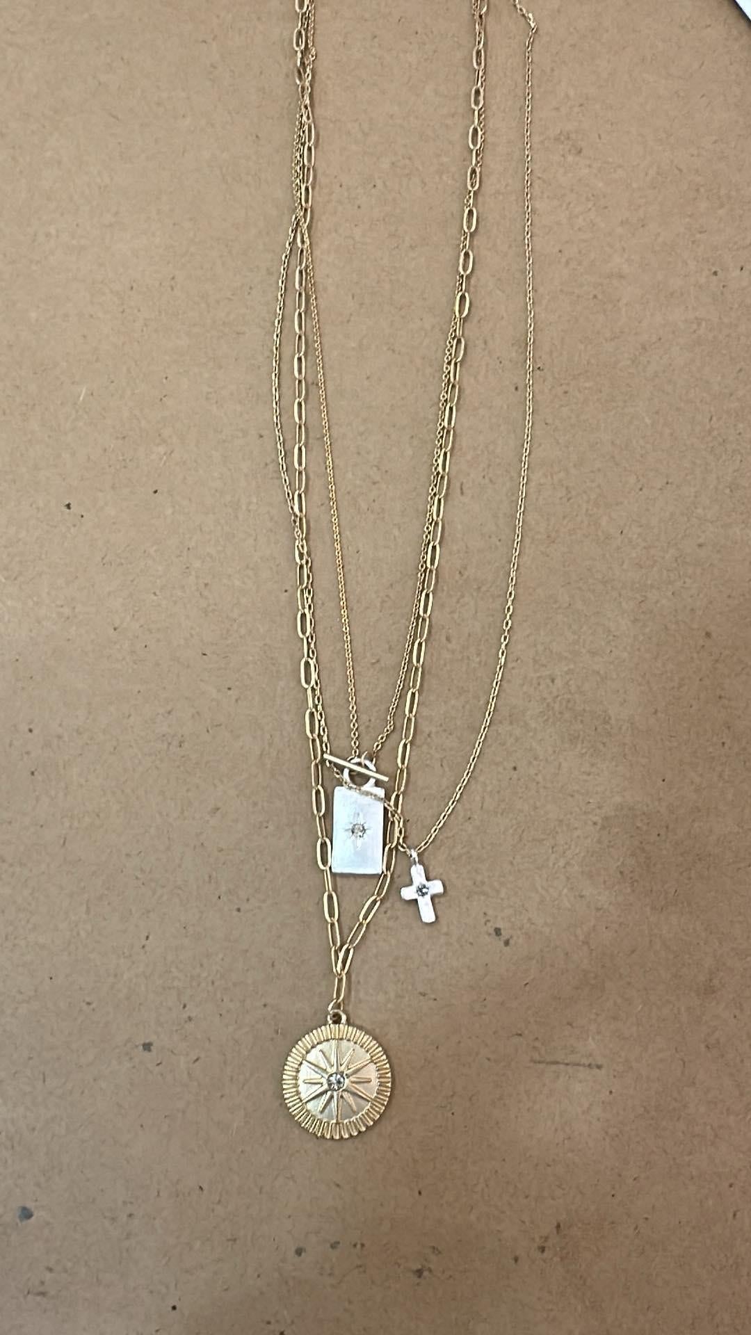 Silver Rectangle Cross Necklace
