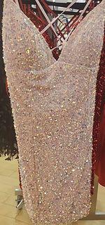 Pink Sequin Open Dress