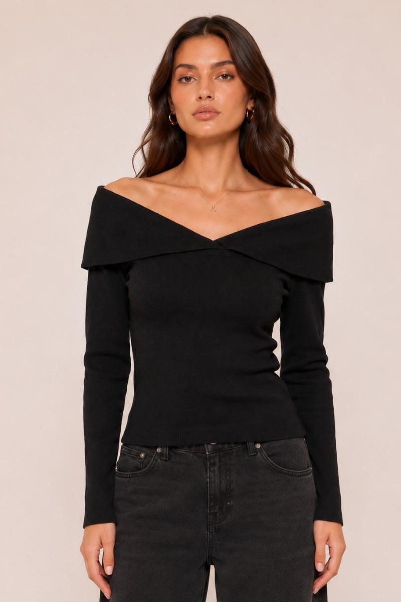 Off-shoulder Crossover Knit Top