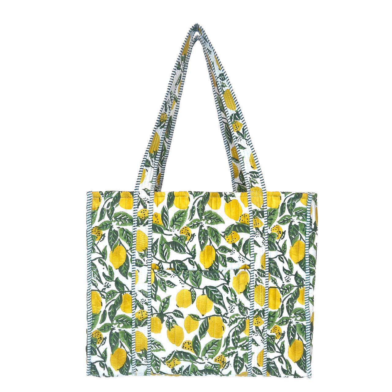Lemon Groves Woven Tote Bag