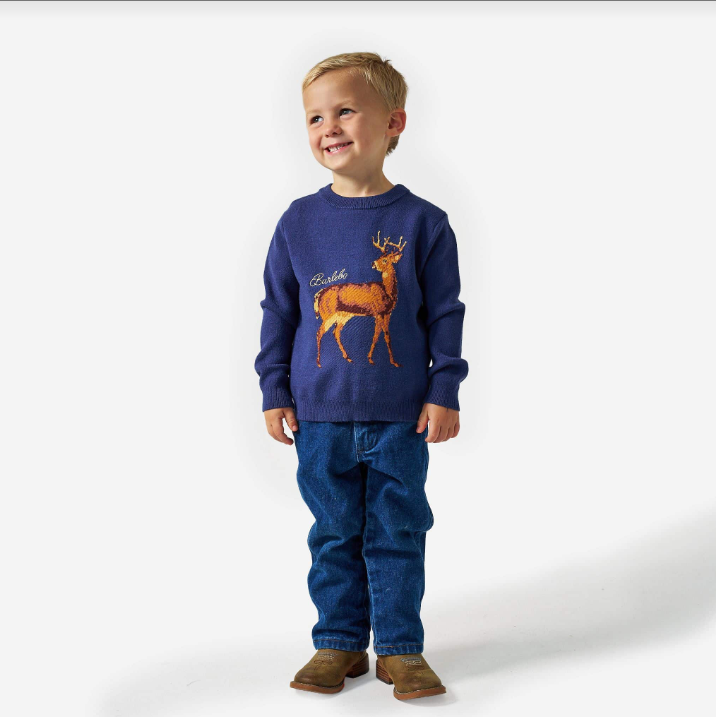 Youth Cabin Sweater - Navy Deer