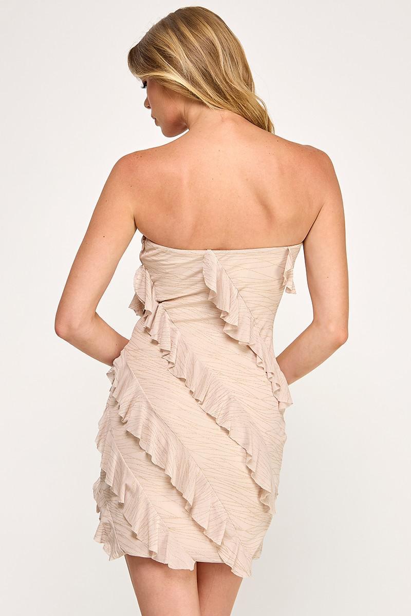 Ecru Strapless Mini Bodycon Dress