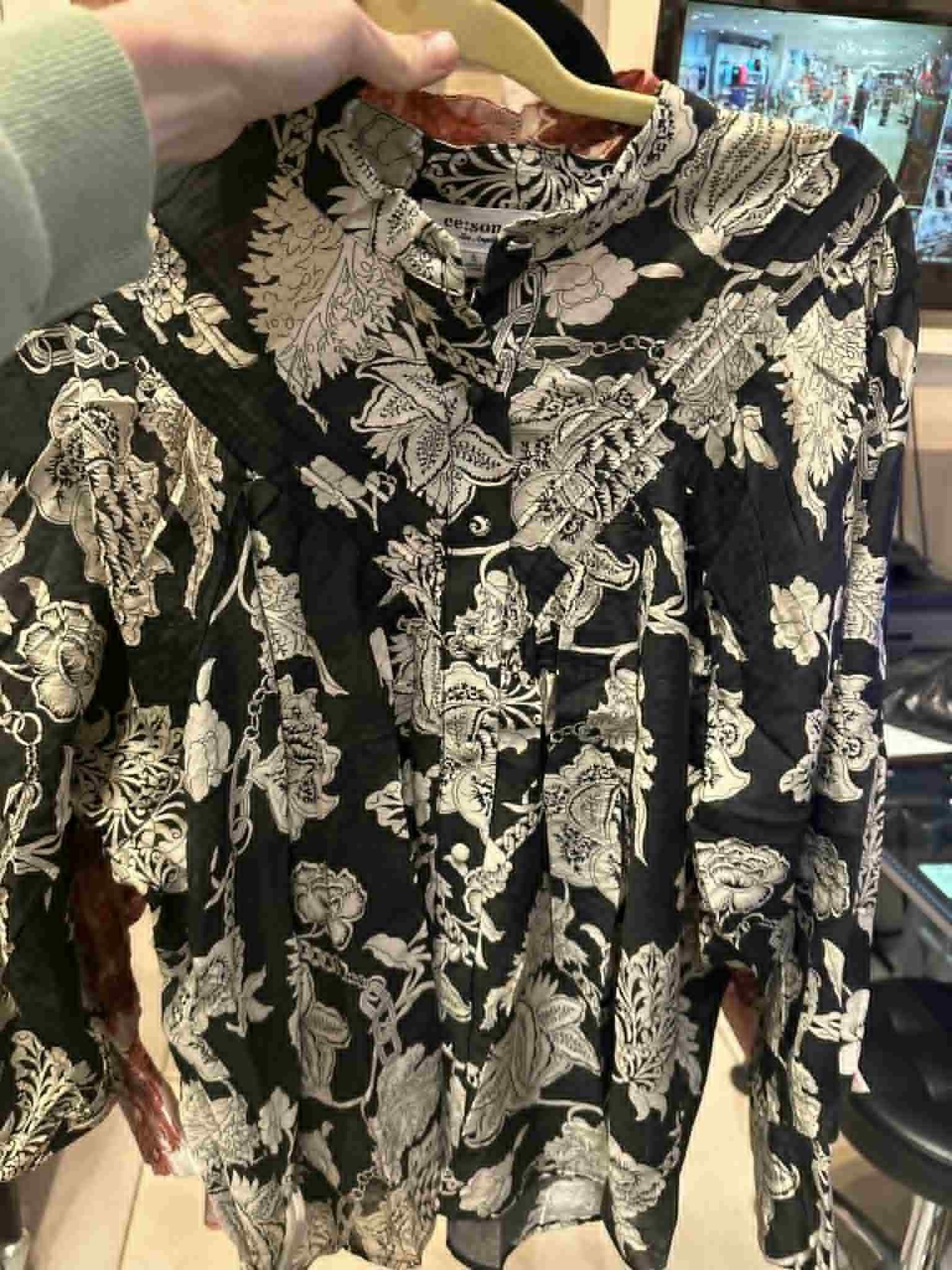 Sheer Printed Button-Up Blouse