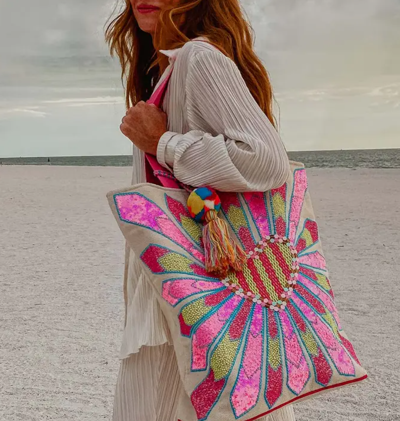 Beaded beach bag sale