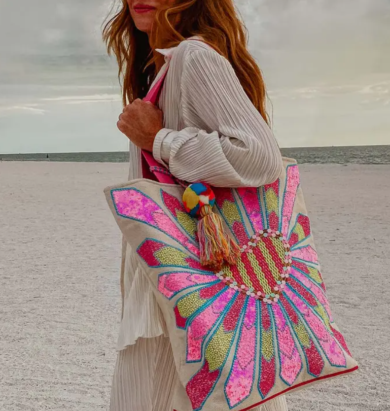 Beaded beach bag sales