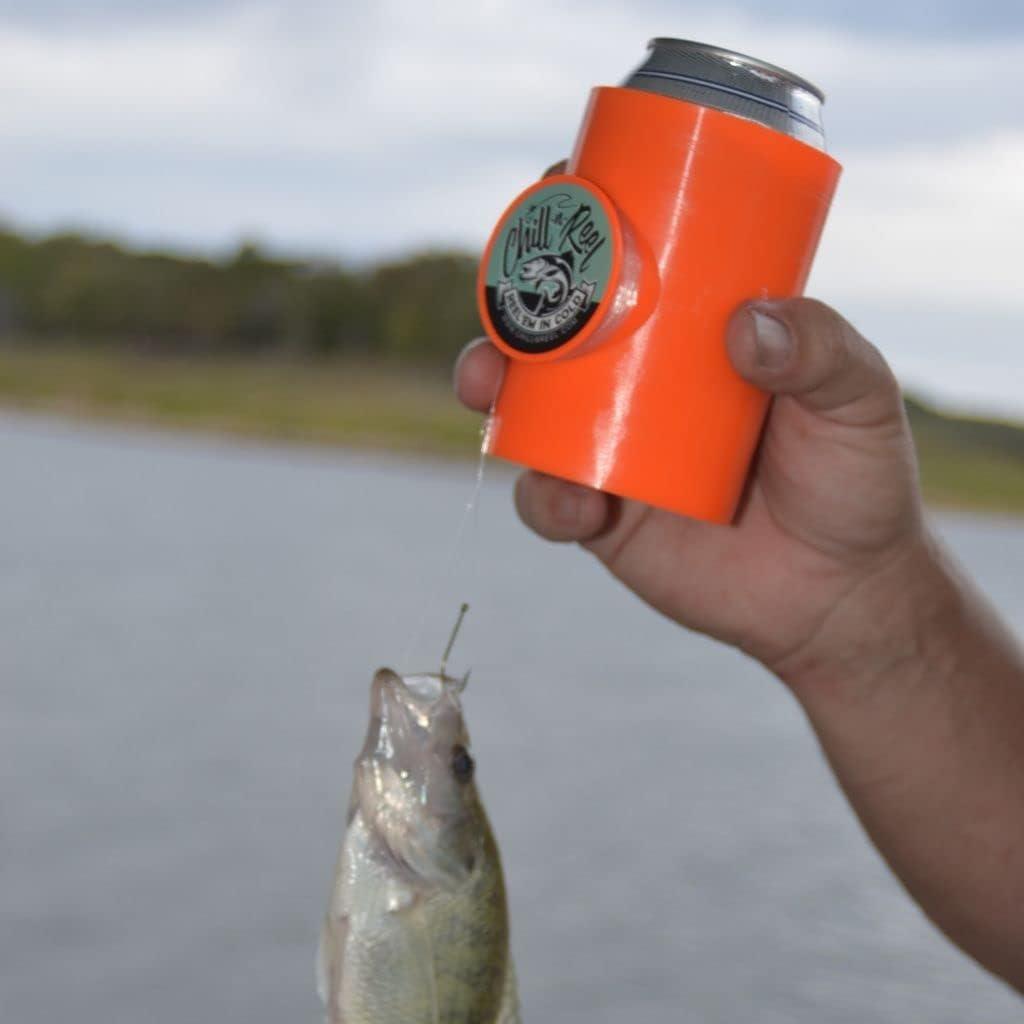 Fishing Can Cooler With Hand Line Reel Attached, Hard Shell Drink