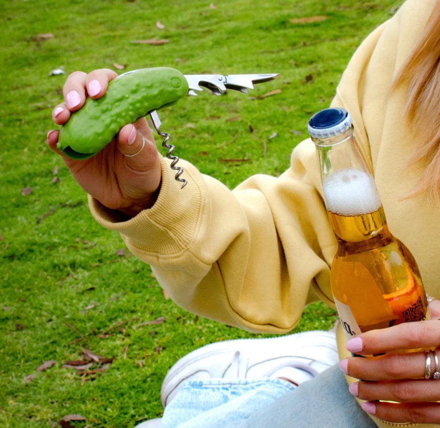 Pickle Corkscrew & Bottle Opener