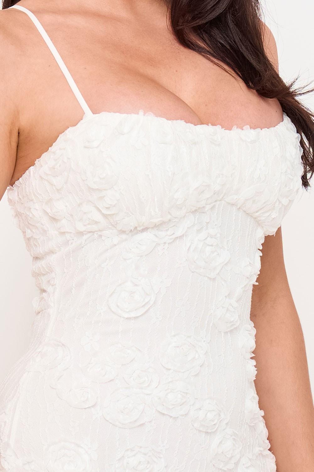 Ivory Stretch Lace Mermaid Maxi Dress