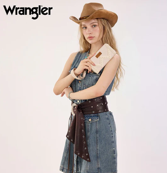 Wrangler Western Chevron Contrast Stitch RFID Wallet - Tan